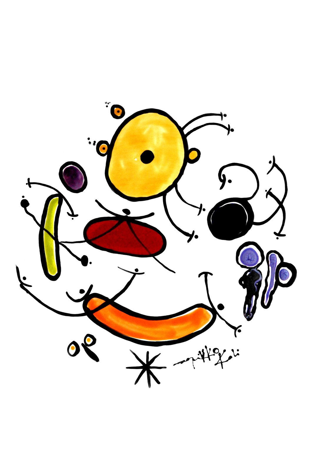 Desenho de formas coloridas flutuantes sobre fundo branco